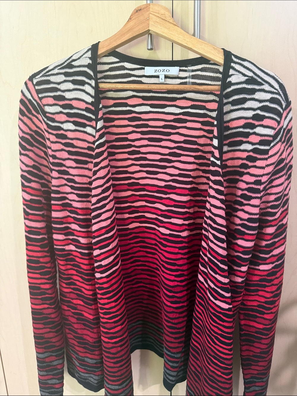 Zoezo Pink Ombre Zebra-Stripe Open Cardigan